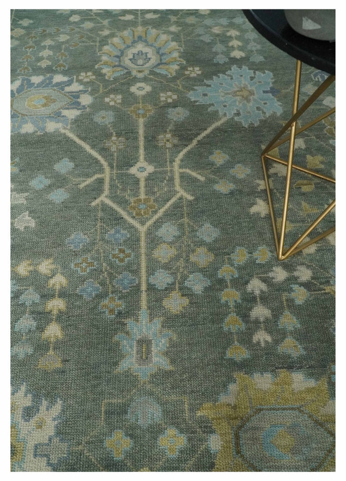 Antique Hand Knotted Gray and Beige Traditional Floral Vintage Wool Rug