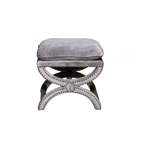 Aria Wood Ottoman with Truffle Velvet Cushion
