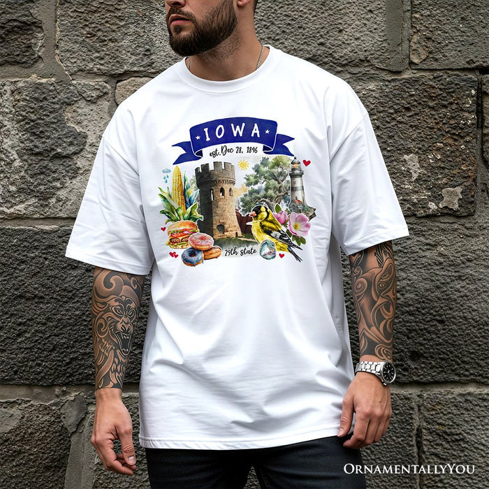 Artistic Iowa State Themes and Landmarks T-Shirt, Tee for History and Travel Lovers T-Shirts OrnamentallyYou
