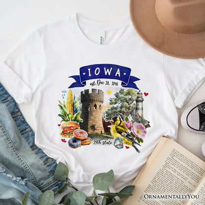 Artistic Iowa State Themes and Landmarks T-Shirt, Tee for History and Travel Lovers T-Shirts OrnamentallyYou White XS