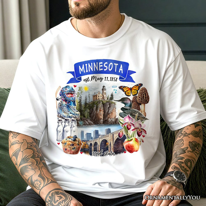 Artistic Minnesota State Themes and Landmarks T-Shirt, Tee for History and Travel Lovers T-Shirts OrnamentallyYou