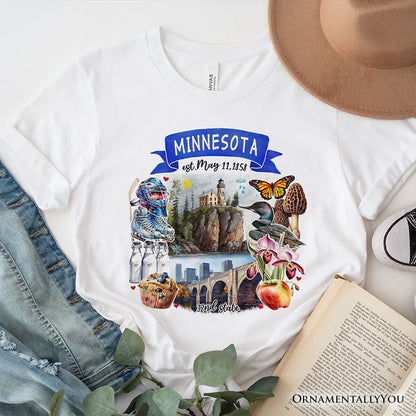 Artistic Minnesota State Themes and Landmarks T-Shirt, Tee for History and Travel Lovers T-Shirts OrnamentallyYou White XS