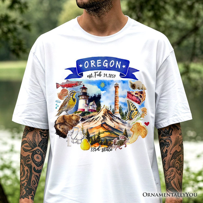Artistic Oregon State Themes and Landmarks T-Shirt, Tee for History and Travel Lovers T-Shirts OrnamentallyYou