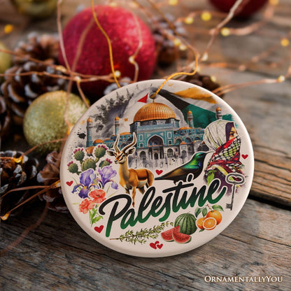 Artistic Palestine Ornament, Dome of the Rock Landmark Christmas Gift and Middle Eastern Heritage Souvenir Ceramic Ornament OrnamentallyYou