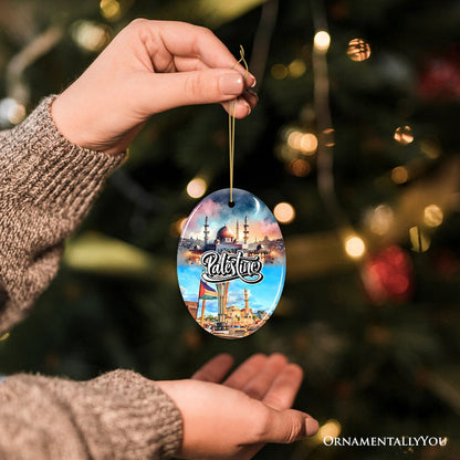 Artistic Palestine Ornament, Dome of the Rock Landmark Christmas Gift and Middle Eastern Heritage Souvenir Ceramic Ornament OrnamentallyYou