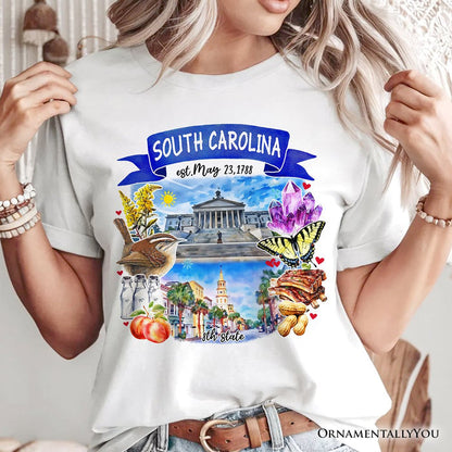 Artistic South Carolina State Themes and Landmarks T-Shirt, Tee for History and Travel Lovers T-Shirts OrnamentallyYou