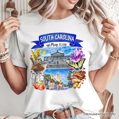Artistic South Carolina State Themes and Landmarks T-Shirt, Tee for History and Travel Lovers T-Shirts OrnamentallyYou