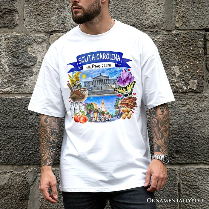 Artistic South Carolina State Themes and Landmarks T-Shirt, Tee for History and Travel Lovers T-Shirts OrnamentallyYou