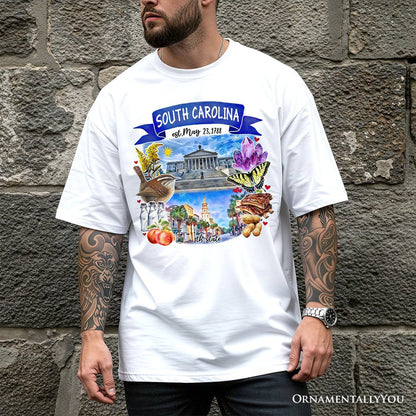 Artistic South Carolina State Themes and Landmarks T-Shirt, Tee for History and Travel Lovers T-Shirts OrnamentallyYou