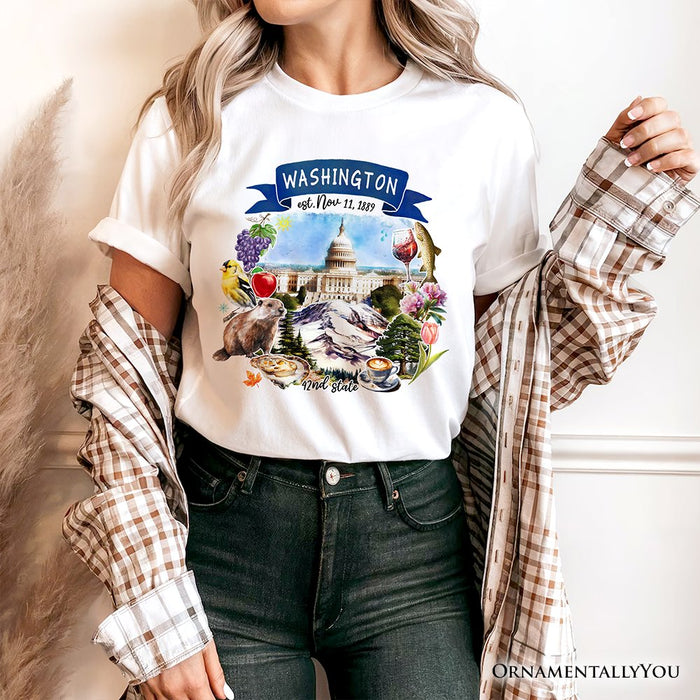 Artistic Washington State Themes and Landmarks T-Shirt, Tee for History and Travel Lovers T-Shirts OrnamentallyYou