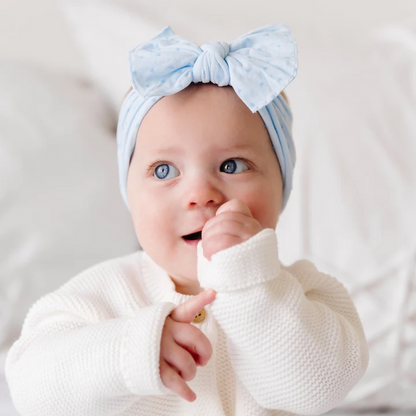Baby Bling Bows | Patterned Shabby Knot Headband ~ Sky/Blue Dot Baby Baby Bling Bows