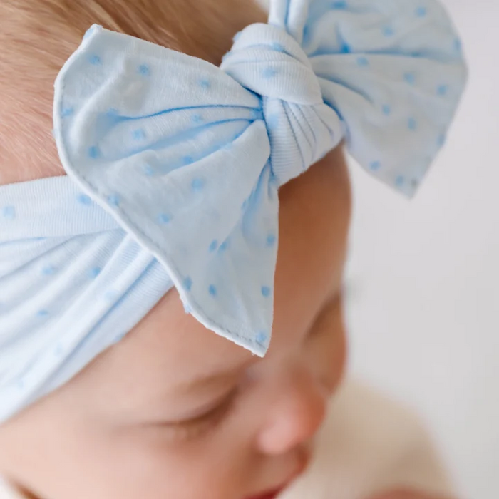 Baby Bling Bows | Patterned Shabby Knot Headband ~ Sky/Blue Dot Baby Baby Bling Bows