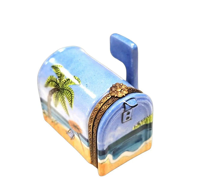 Coastal Elegance Mailbox Figurine Porcelain Limoges home beach French Trinket Box