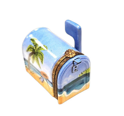 Coastal Elegance Mailbox Figurine Porcelain Limoges home beach French Trinket Box