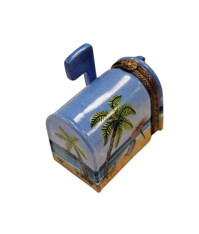Coastal Elegance Mailbox Figurine Porcelain Limoges home beach French Trinket Box