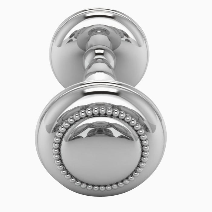 Beaded Sterling Silver Dumbbell Baby Rattle by Krysaliis showing the decorated end