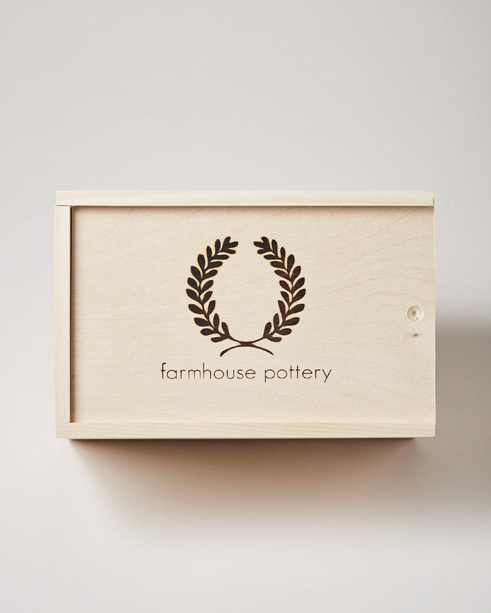Beehive Honey Pot and Vermont Honey — closed laurel-stamped gift box; Farmhouse Pottery