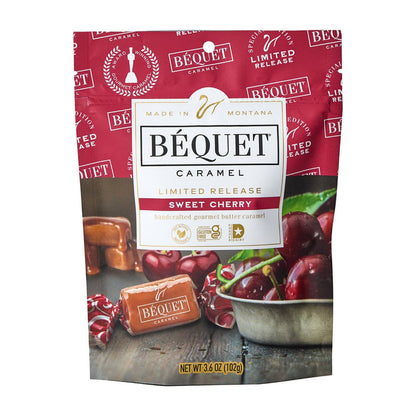 Béquet Caramel Sweet Cherry packaging on a white background