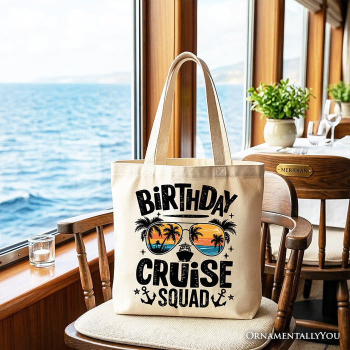 Birthday Cruise Squad Tote Bag, Tropical Vacation Cruise Trip Gift Shopper Tote Bag OrnamentallyYou Beige