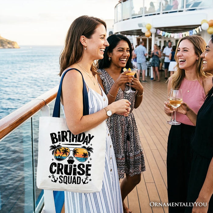 Birthday Cruise Squad Tote Bag, Tropical Vacation Cruise Trip Gift Shopper Tote Bag OrnamentallyYou