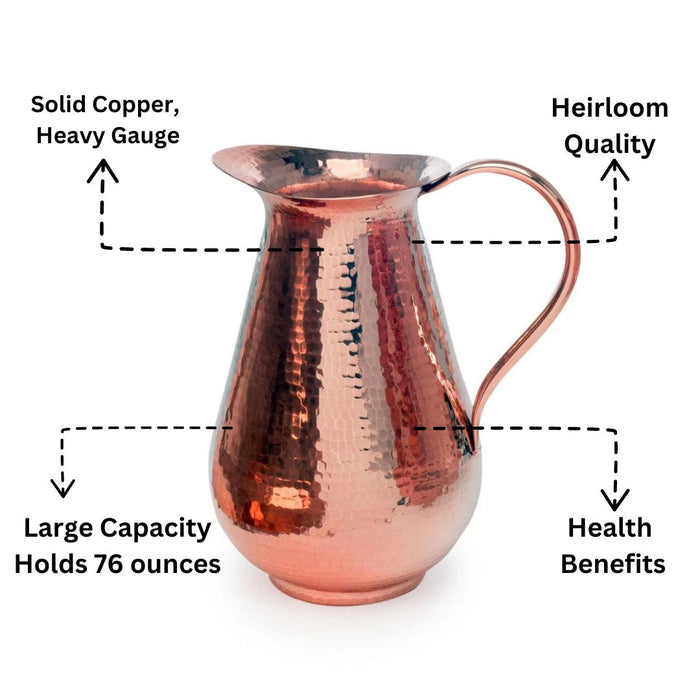 Bisotun Hand-Hammered Copper Water Pitcher by Sertodo — 76 oz