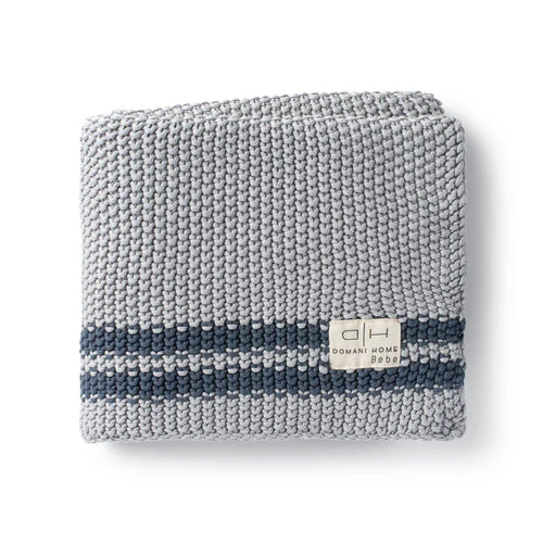 blanket chunky stripe - cool blue