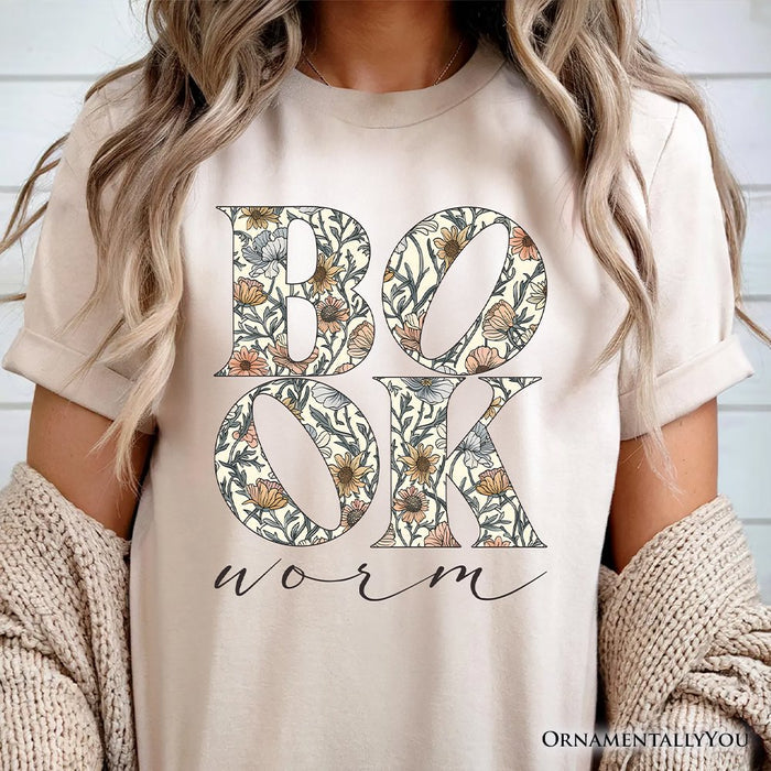 Bookworm Floral T-Shirt, Boho Wildflower Book Lover Tee T-Shirts OrnamentallyYou