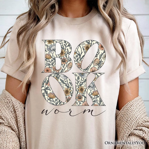 Bookworm Floral T-Shirt, Boho Wildflower Book Lover Tee T-Shirts OrnamentallyYou