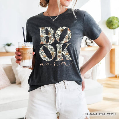 Bookworm Floral T-Shirt, Boho Wildflower Book Lover Tee T-Shirts OrnamentallyYou