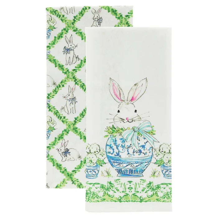 Boxwood Bunny Tea Towels Set of 2
