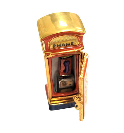 Vintage Telephone Booth Figurine Porcelain Limoges furniture travel French Trinket Box