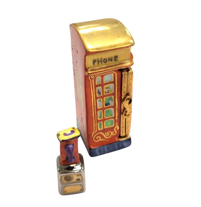 Vintage Telephone Booth Figurine Porcelain Limoges furniture travel French Trinket Box