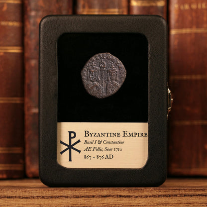 Byzantine Empire, Emperor Basil I and Constantine, AE Follis - 867 to 876 CE - Byzantine Empire
