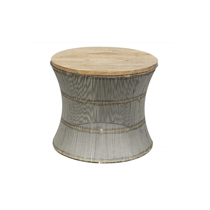 Caged Side Table with Wood Top