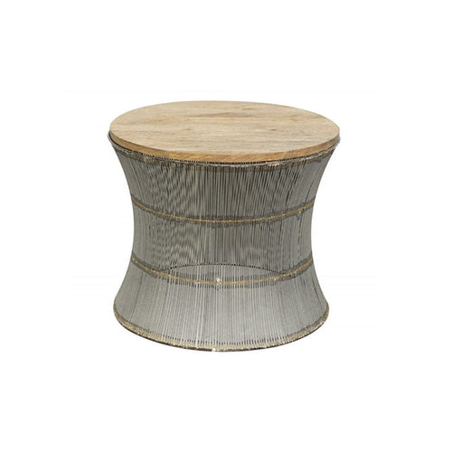 Caged Side Table with Wood Top