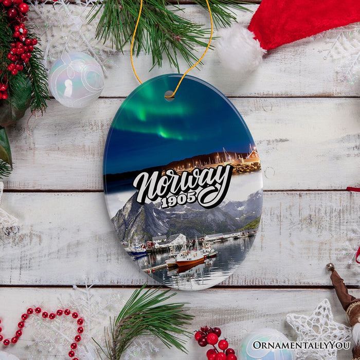 Charming Norway Ornament, Scandinavian Fjord Landmarks Christmas Gift and Oslo Souvenir Ceramic Ornament OrnamentallyYou