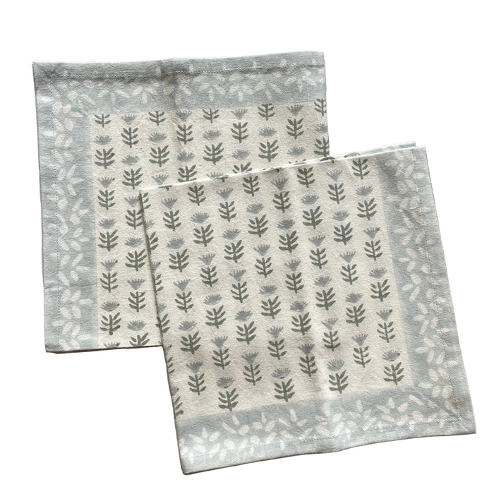 Claire Serene Block-Printed Cotton Dinner Napkins - Set of 4 — overall product view