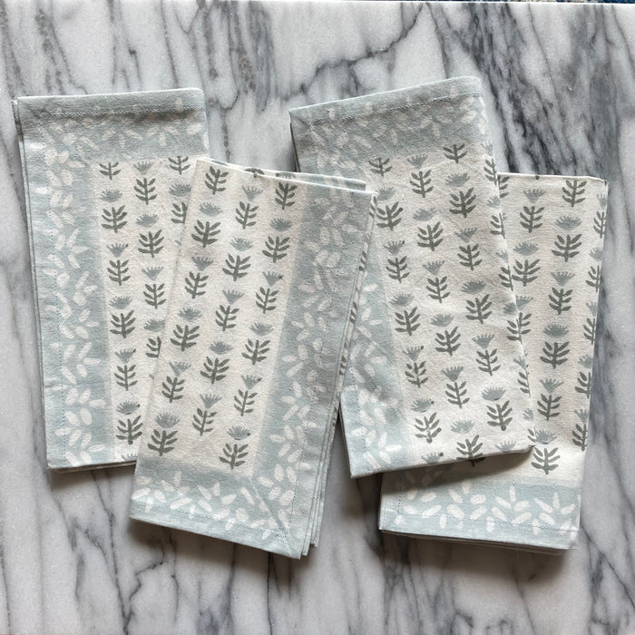 Claire Serene Block-Printed Cotton Dinner Napkins - Set of 4 — pattern and display detail