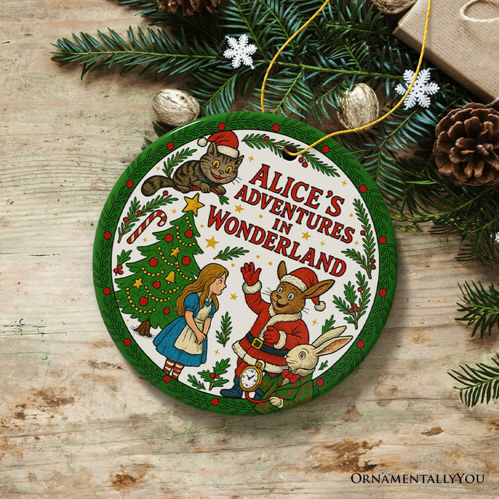 Classic Alice's Adventure in Wonderland Ornament, Whimsical Christmas Decoration and Gift Ceramic Ornament OrnamentallyYou