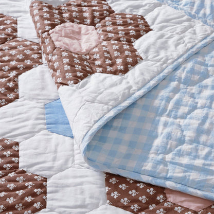 Constance Chocolate Hand-Quilted Organic Cotton Throw by Trudie — 47″ × 65″