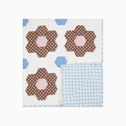 Constance Chocolate Hand-Quilted Organic Cotton Throw by Trudie — 47″ × 65″