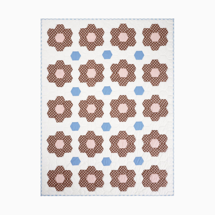 Constance Chocolate Hand-Quilted Organic Cotton Throw by Trudie — 47″ × 65″