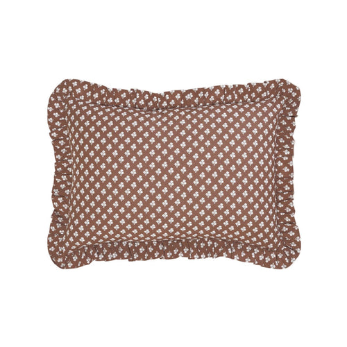 Constance Chocolate Ruffled Lumbar Pillow by Trudie — 14″ × 20″