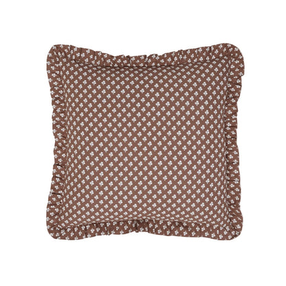 Constance Chocolate Ruffled Throw Pillow by Trudie — 20″ × 20″