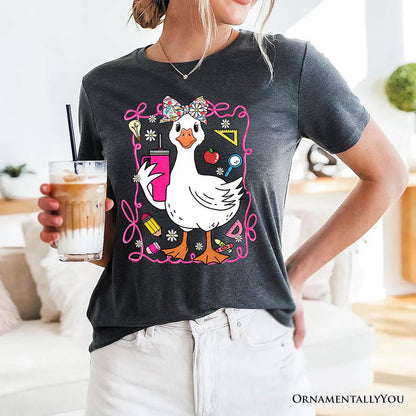 Coquette Teacher Goose T-Shirt, Funny Classroom Tee for Educators T-Shirts OrnamentallyYou