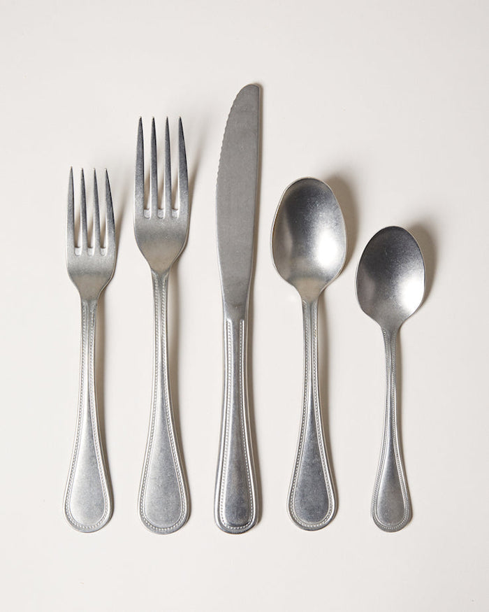 Coventry Stainless Steel Flatware — five-piece place setting; Farmhouse Pottery