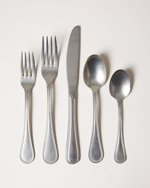 Coventry Stainless Steel Flatware — five-piece place setting; Farmhouse Pottery