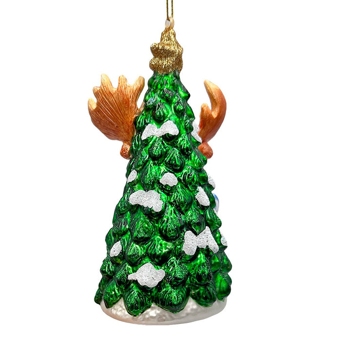 Cozy and Cute Sweater Moose Glass Christmas Ornament, Farmhouse Elk Tree Decoration Glass Ornament OrnamentallyYou