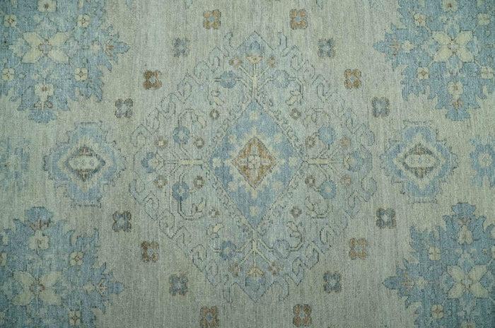 Custom Made Distressed Finished Beige and Gray Traditional mamluk design Low Pile wool Rug