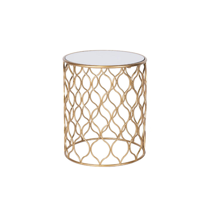 Diamond Gold Mirror Top Large Side Table